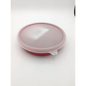 Vintage Tupperware Microwave Reheatable Red Divided Container Sheer Lid